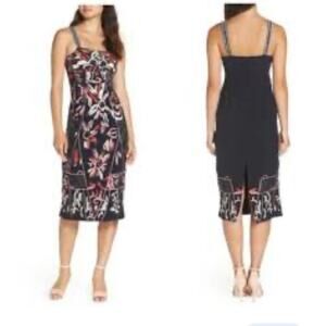 Anthropologie Foxiedox Takeo Embroidered Floral Sleeveless Midi Dress Size 2